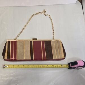 Vintage 1970 Striped Gold-Trim Shoulder Clutch - Women Bags